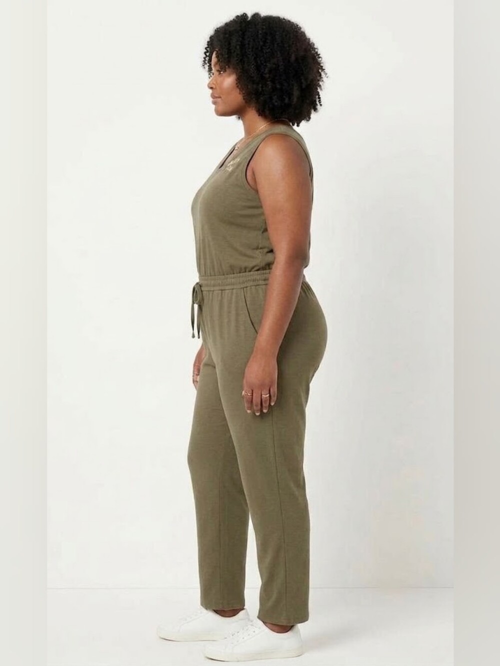 Calvin Klein Olive Green Sleeveless V-Neck Jumpsuit Size Large NWT - Picture 7 of 15